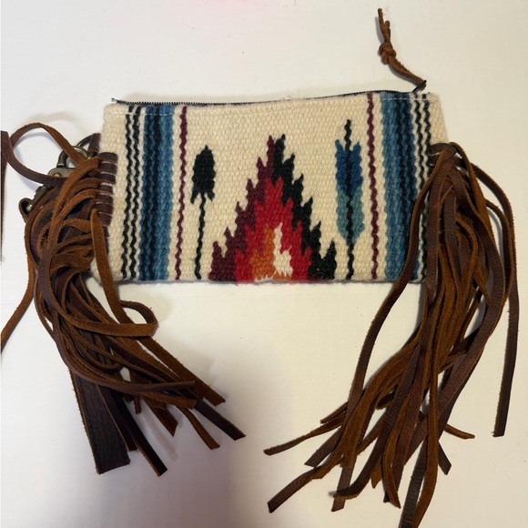Handbags - Boho Fringe Clutch with Tribal Pattern